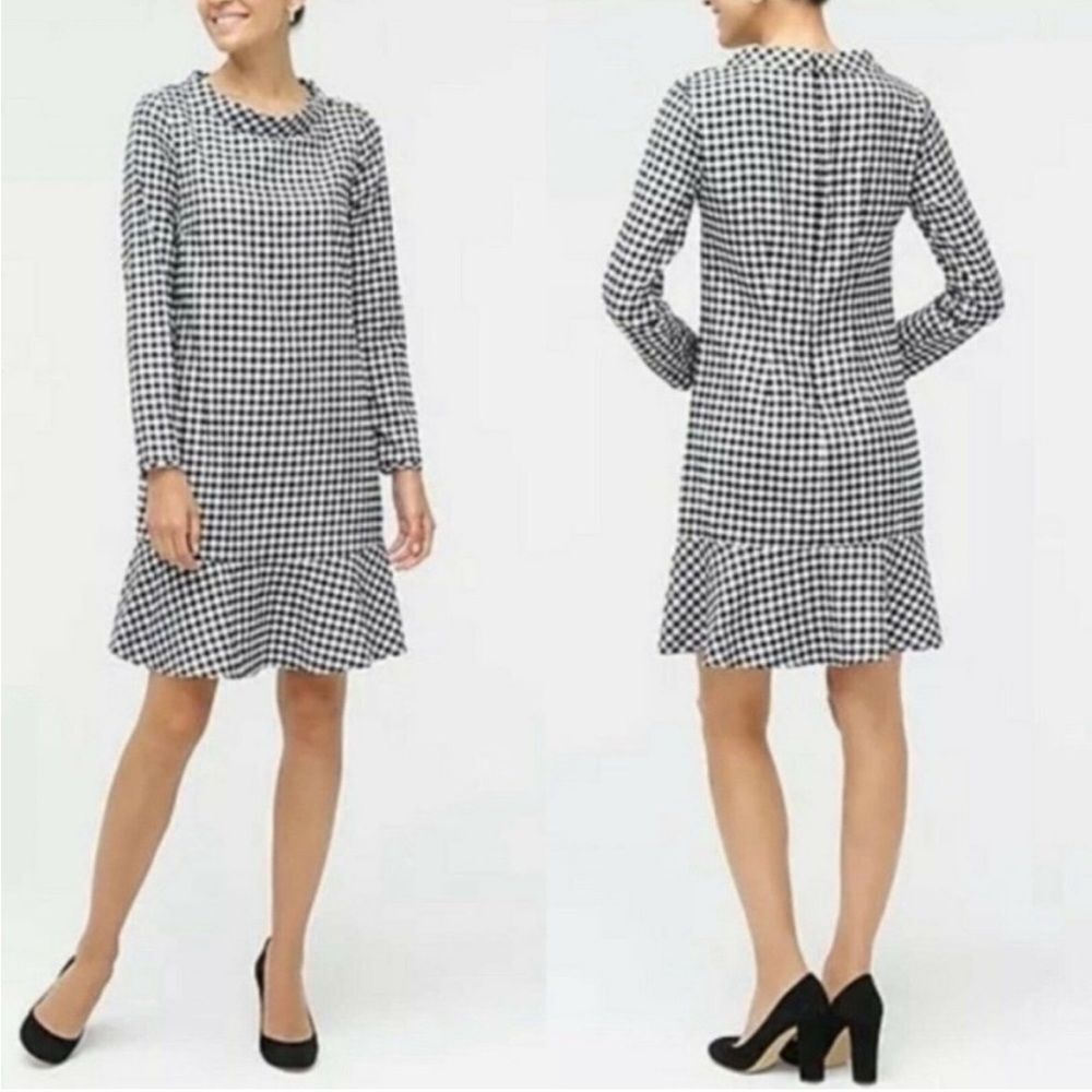 J. Crew Long-sleeve flannel funnelneck dress Size Small